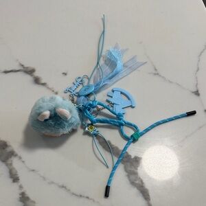 Blue Labubu Furry Keychain with Charms